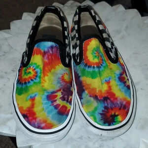 Vans Tie Dyed Black and White Checkered Shoes